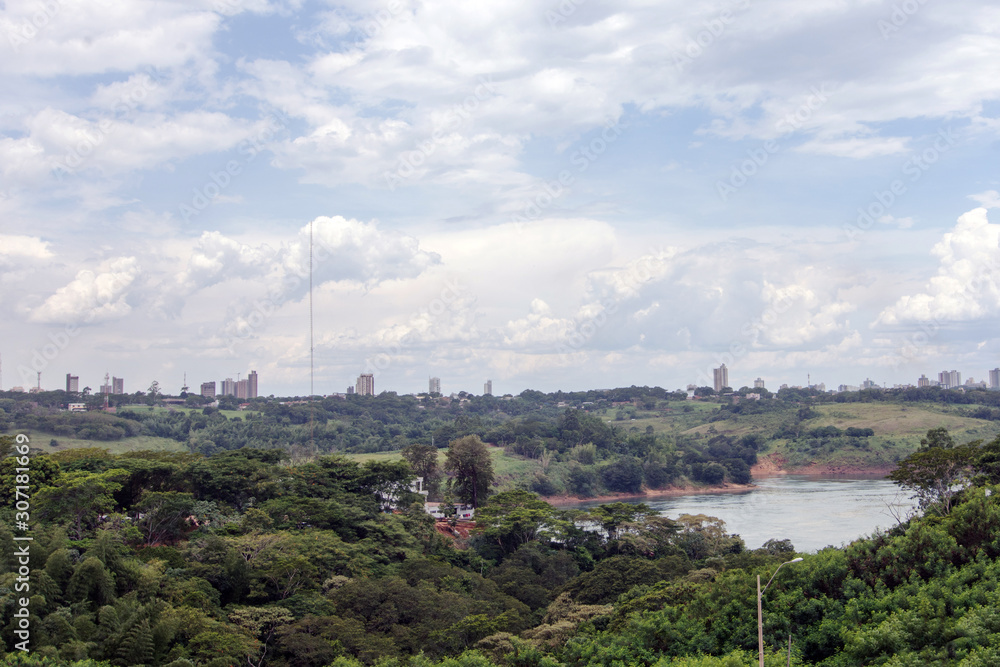 Skyline of Ciudad Del Este and Parana River, Paraguay