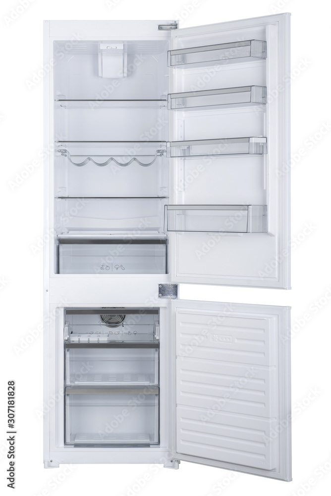 Refrigerator Isolated on White Background. Modern Kitchen and Domestic Major Appliances Refrigerator Isolated on White Background. Modern Kitchen and Domestic Major Appliances