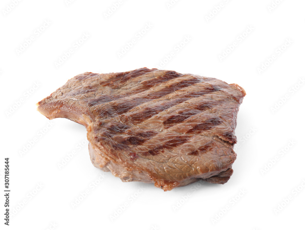 Delicious grilled beef steak isolated on white Delicious grilled beef steak isolated on white