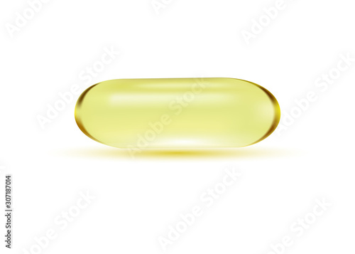 Realistic pill isolated on white. Template for medicine background. Antibiotic, vitamin or drug vector illustration.