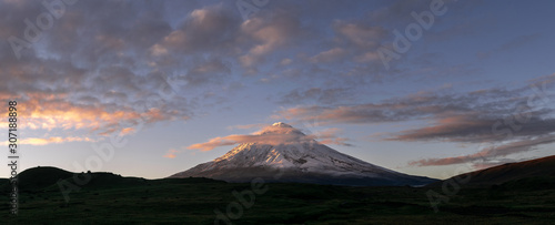 Sunrise Cotopaxi panoramic view