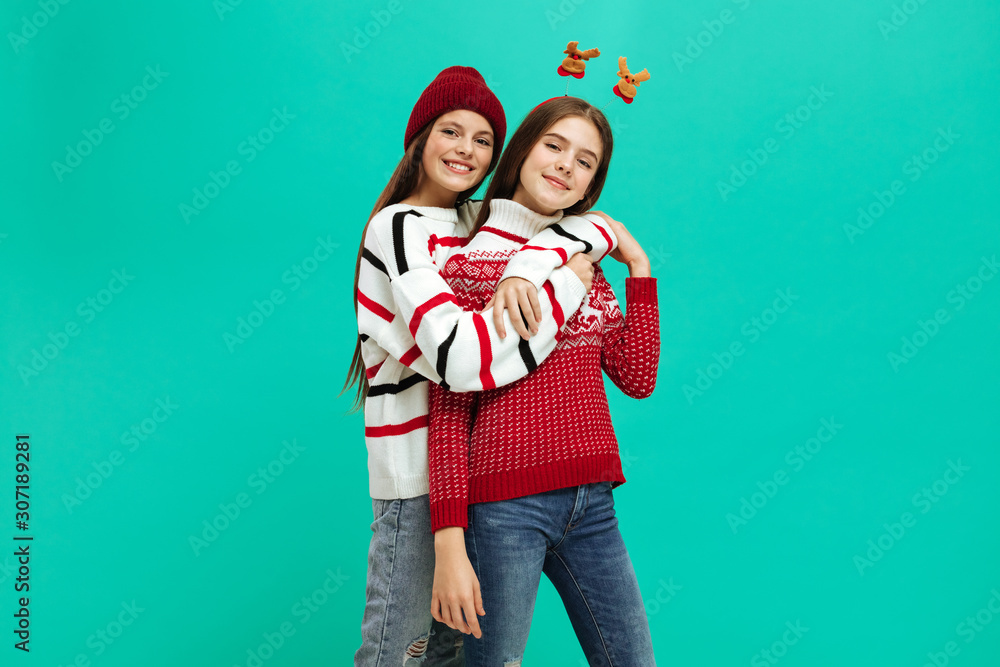 Beautiful women wearing winter clothes is laughing