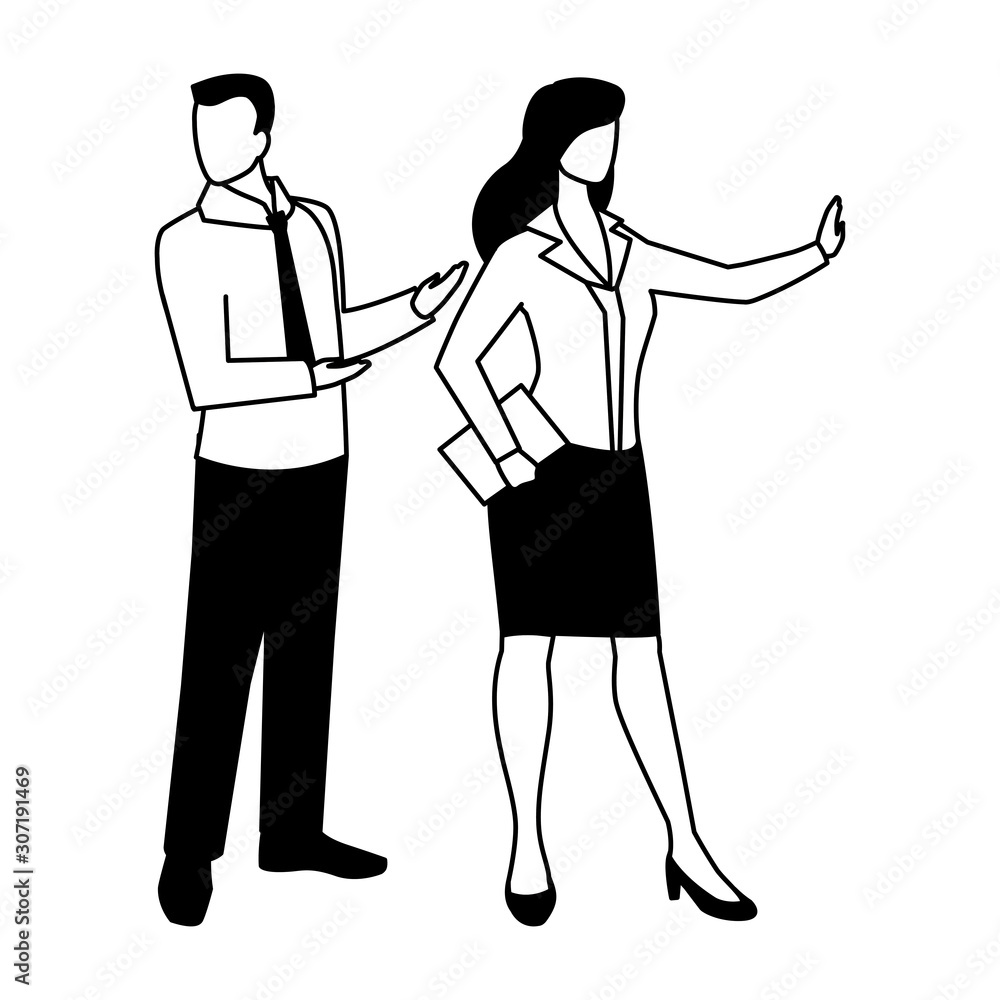 business couple standing on white background