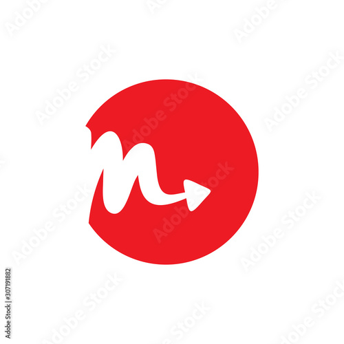 circle color m arrow devil logo design