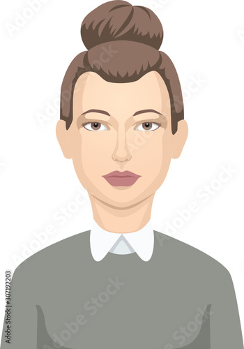 Beautiful casual woman, girl, character avatar, vector icon