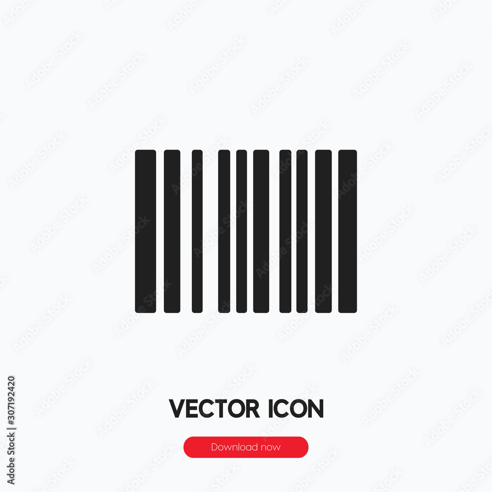 Bar code icon vector. Linear style sign for mobile concept and web design. QR code symbol illustration. Pixel vector graphics - Vector. Bar code icon vector. Linear style sign for mobile concept and web design. QR code symbol illustration. Pixel vector graphics - Vector.