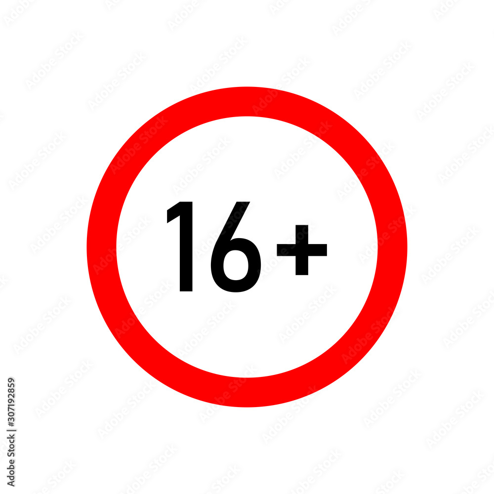 Sign age limiter 16+ vector illustration Sign age limiter 16+ vector illustration