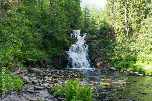 The highest waterfall in Karelia - waterfall  white bridges  