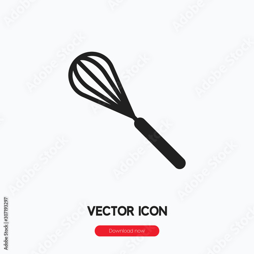 Whisk icon vector. Linear style sign for mobile concept and web design. Mixer symbol illustration. Pixel vector graphics - Vector.