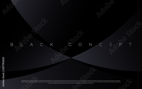 Minimalist black premium abstract background with luxury dark geometric elements. Exclusive wallpaper design for poster, brochure, presentation, website etc. - Vector EPS