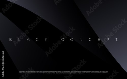 Minimalist black premium abstract background with luxury dark geometric elements. Exclusive wallpaper design for poster, brochure, presentation, website etc. - Vector EPS