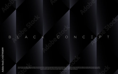 Minimalist black premium abstract background with luxury dark geometric elements. Exclusive wallpaper design for poster, brochure, presentation, website etc. - Vector EPS