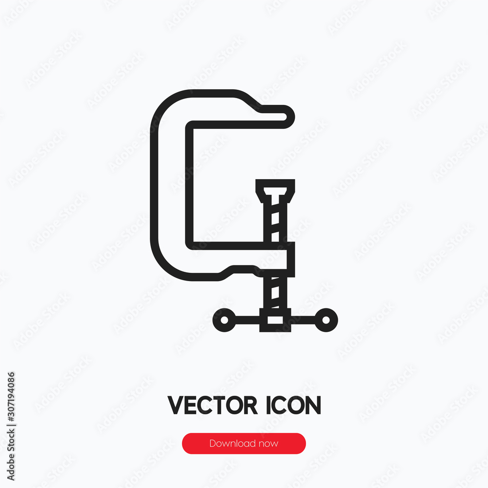 Clamp icon vector. Linear style sign for mobile concept and web design. Clamp symbol illustration. Pixel vector graphics - Vector. Clamp icon vector. Linear style sign for mobile concept and web design. Clamp symbol illustration. Pixel vector graphics - Vector.