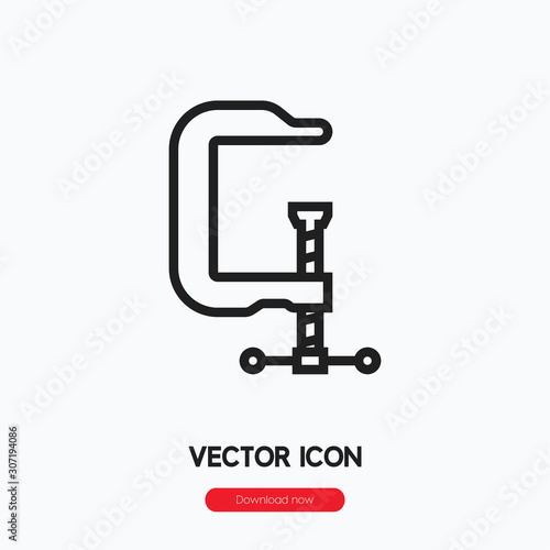 Clamp icon vector. Linear style sign for mobile concept and web design. Clamp symbol illustration. Pixel vector graphics - Vector.