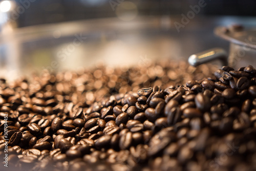 Close up View of Coffee beans background texture