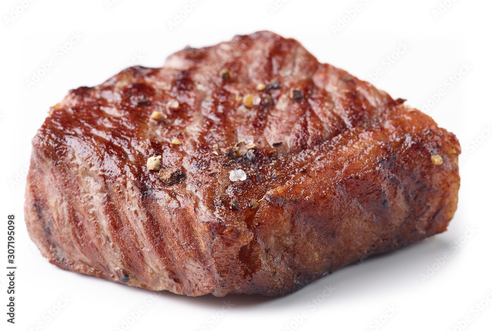 Grilled Beef Steak Isolated on white background Grilled Beef Steak Isolated on white background