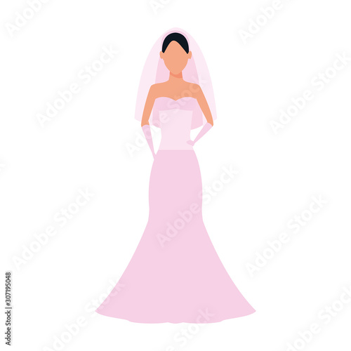 avatar bride with beautiful pink dress  flat design