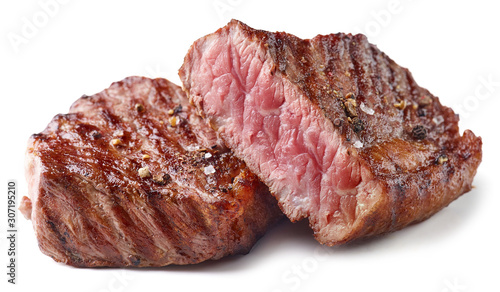 Grilled Beef Steak Isolated on white background