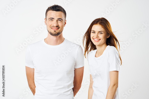 portrait of happy couple isolated on white background
