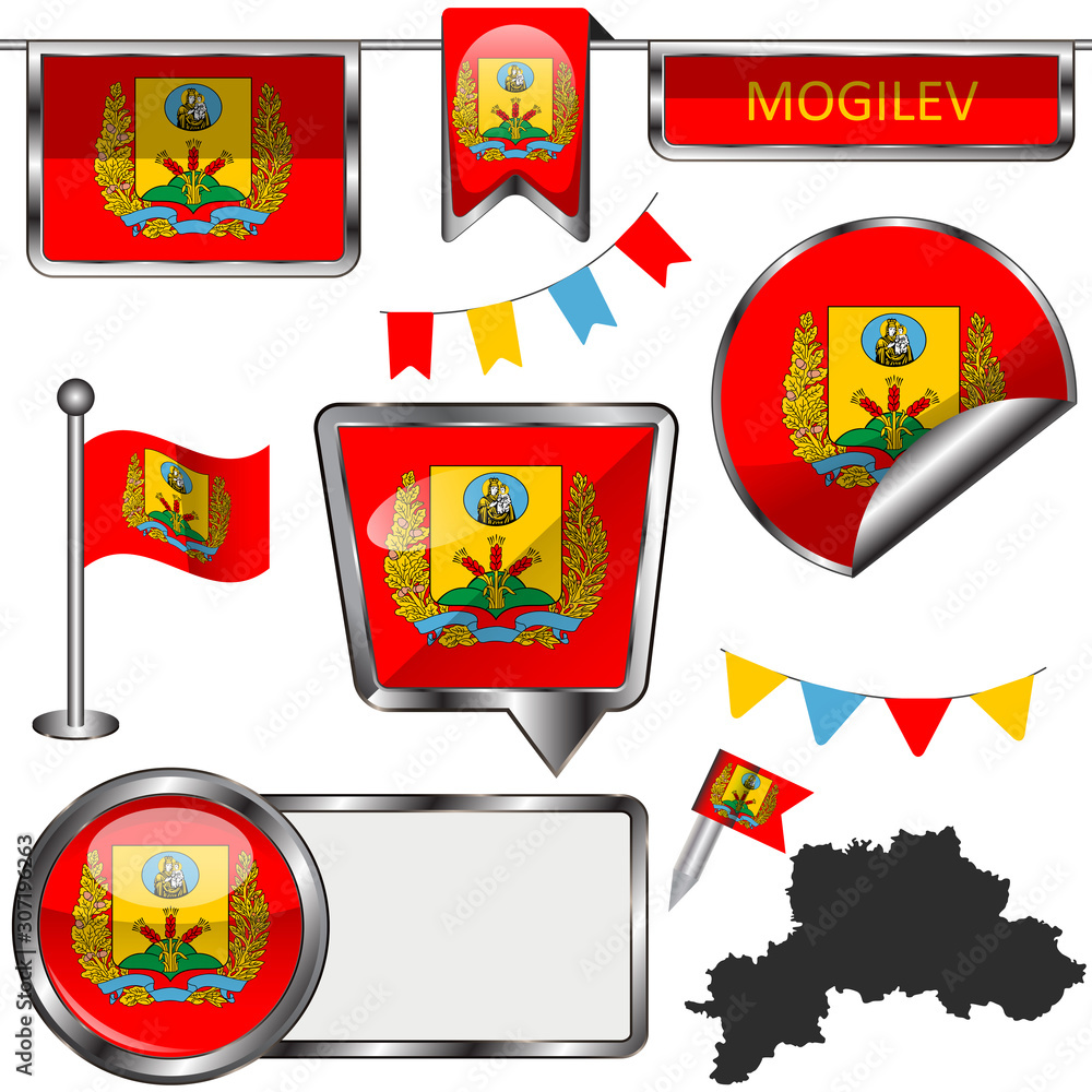 Glossy icons with flag of Mogilev, Belarus Glossy icons with flag of Mogilev, Belarus