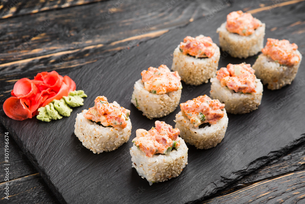 Delicious rolls with fish and cheese Delicious rolls with fish and cheese