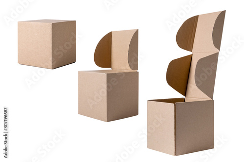 collection of boxes on white background. each one is shot separately