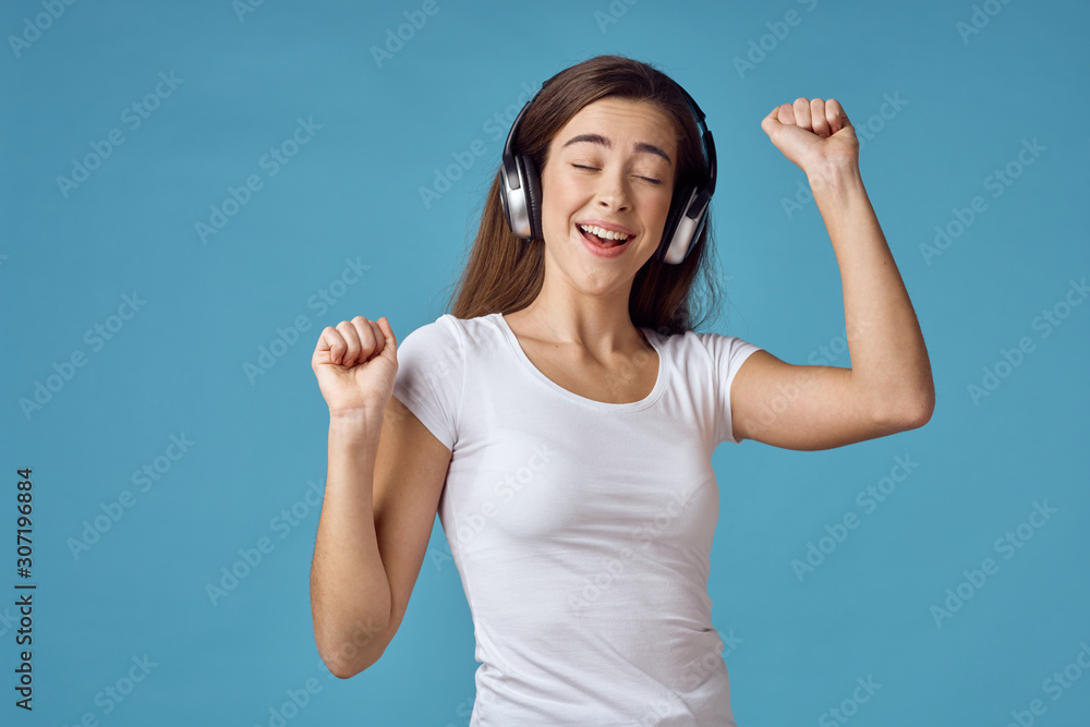 happy woman with arms raised happy woman with arms raised