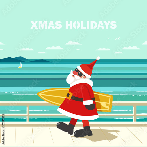 Winter holiday seaside vacation vector poster