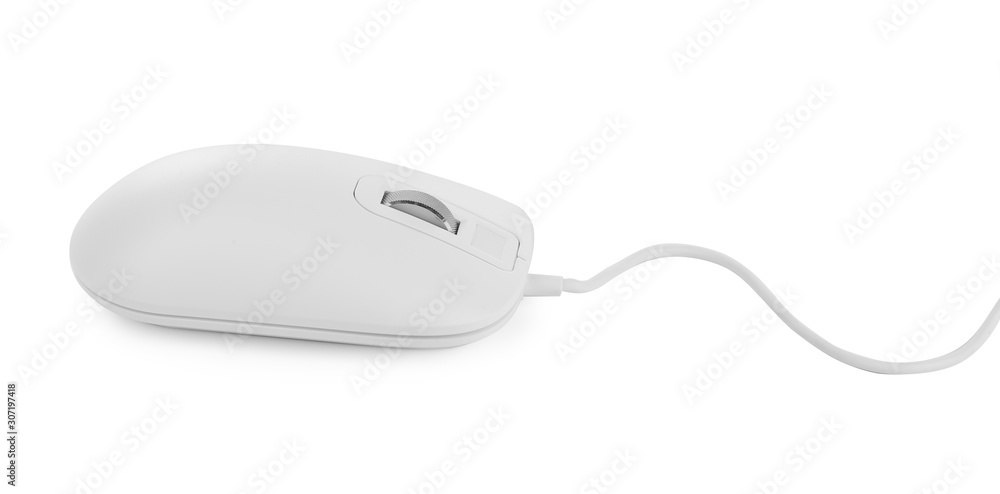 Modern wired optical mouse isolated on white Modern wired optical mouse isolated on white