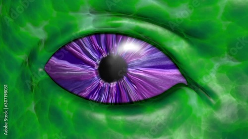 Alien eye blinking. Extraterrestrial eye opening, closing. Seamless looping  3d animation photo