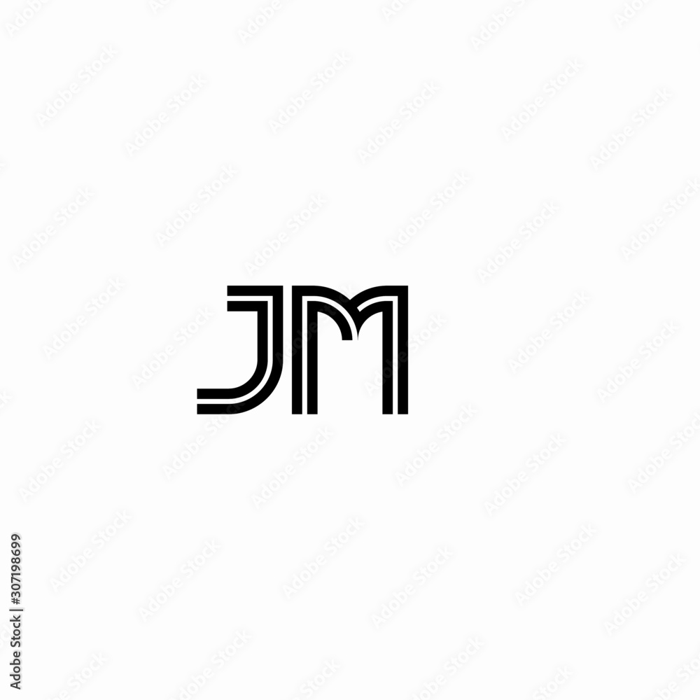 Obraz premium Initial outline letter JM style template 