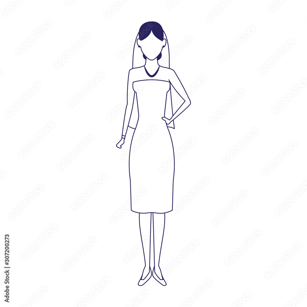 avatar bride standing icon, flat design avatar bride standing icon, flat design