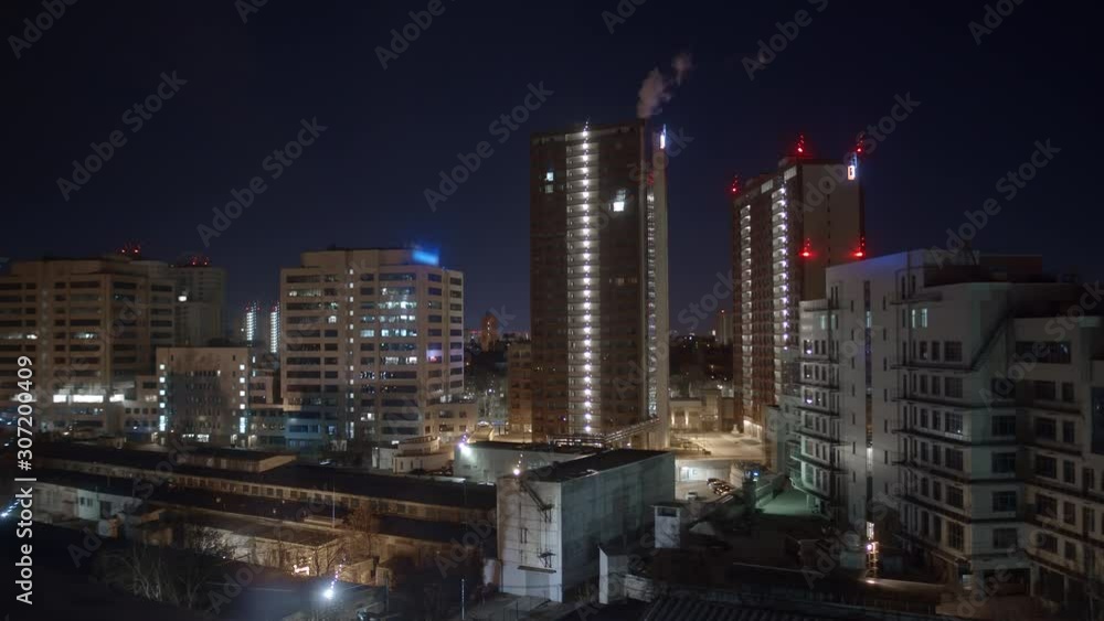 Industrial district of night city, time lapse Industrial district of night city, time lapse