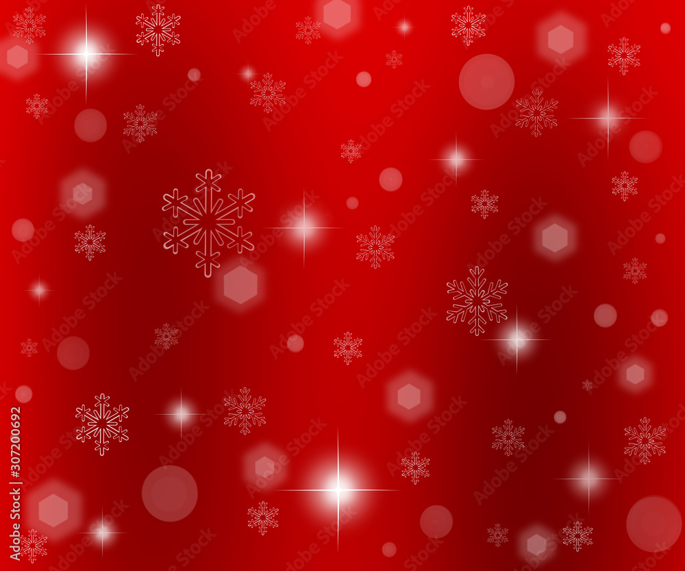  New Year`s drawing a knife of various snowflakes, glare and glitter on a red background