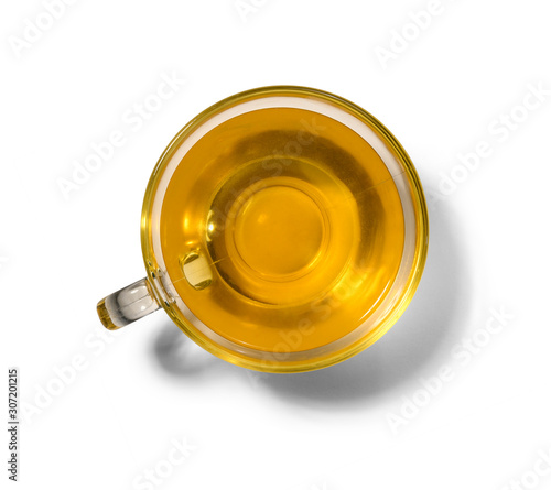 Tea in a glass Cup on a white background