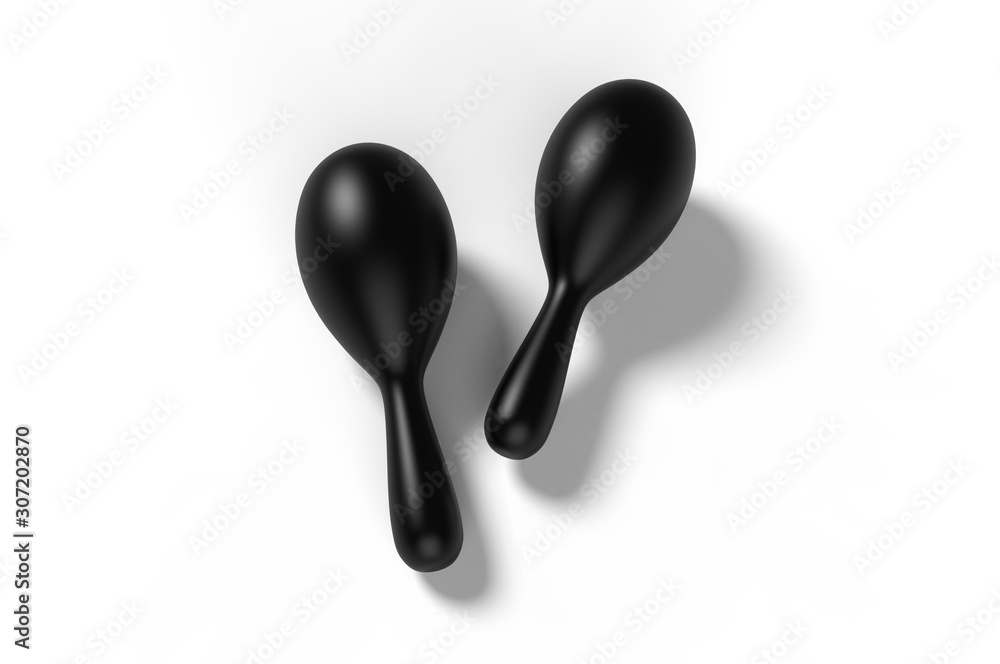 Blank Maraca Pair Template. 3d render illustration. Blank Maraca Pair Template. 3d render illustration.