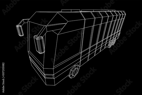 City bus. Wireframe low poly mesh vector illustration. Travel or transportation concept.