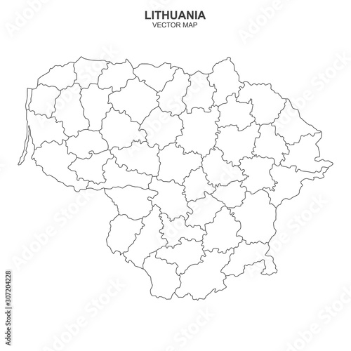 political map of Lithuania isolated on white background