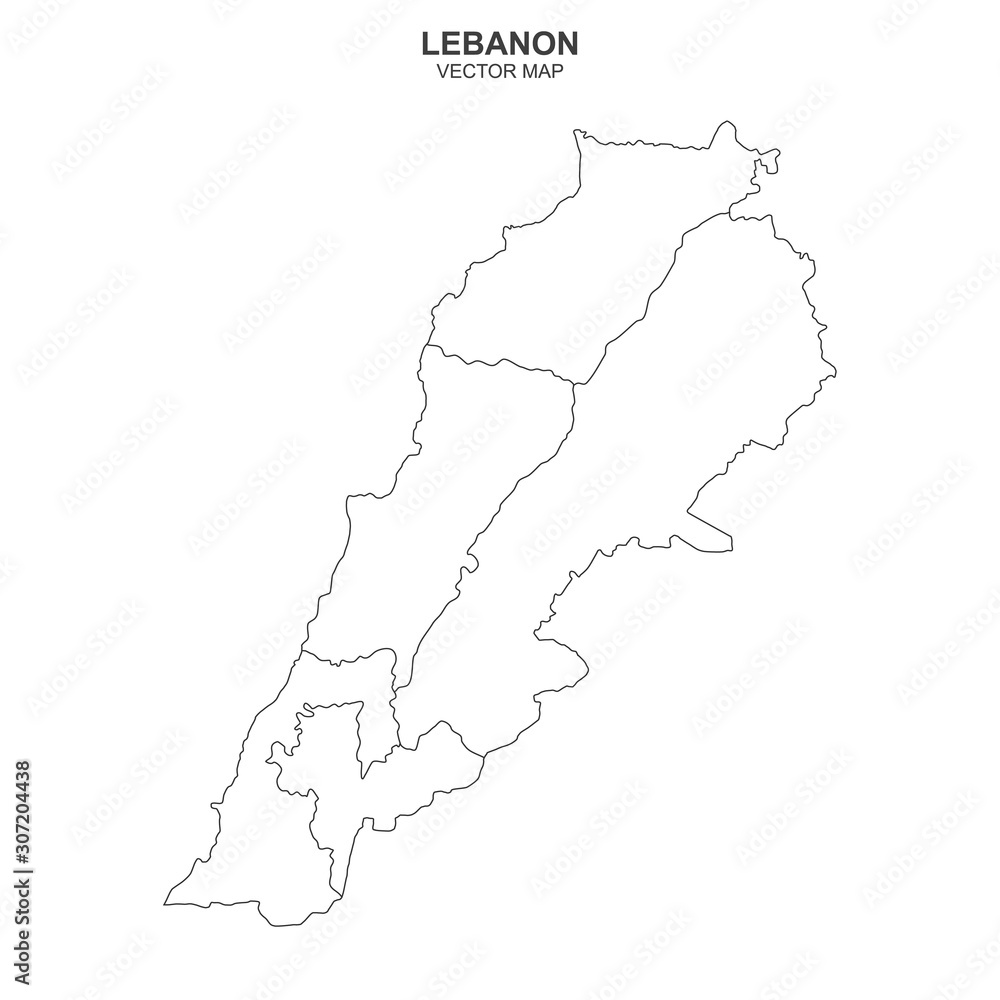 political map of Lebanon isolated on white background