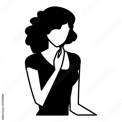 Wallpaper Mural silhouette of young woman on white background Torontodigital.ca