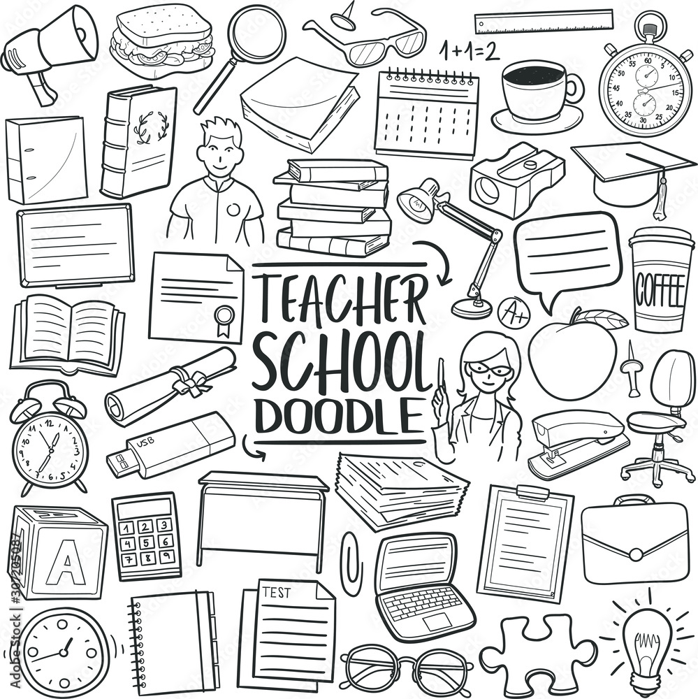 Teacher and education sketched icons | Stock vector | Colourbox