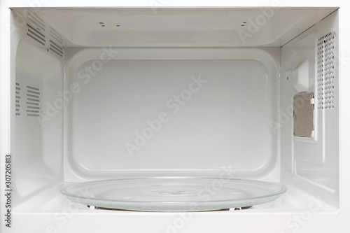 Microwave oven cooking chamber. Inside view.  