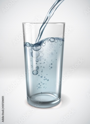 Realistic glass glasses water jet poster