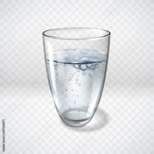 Realistic glass glasses water bubbles illustration