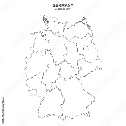 political map of Germany isolated on white background