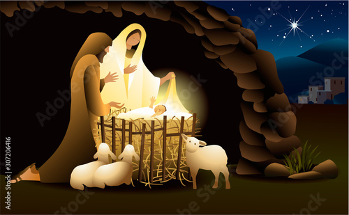 Nativity scene with Holy Family