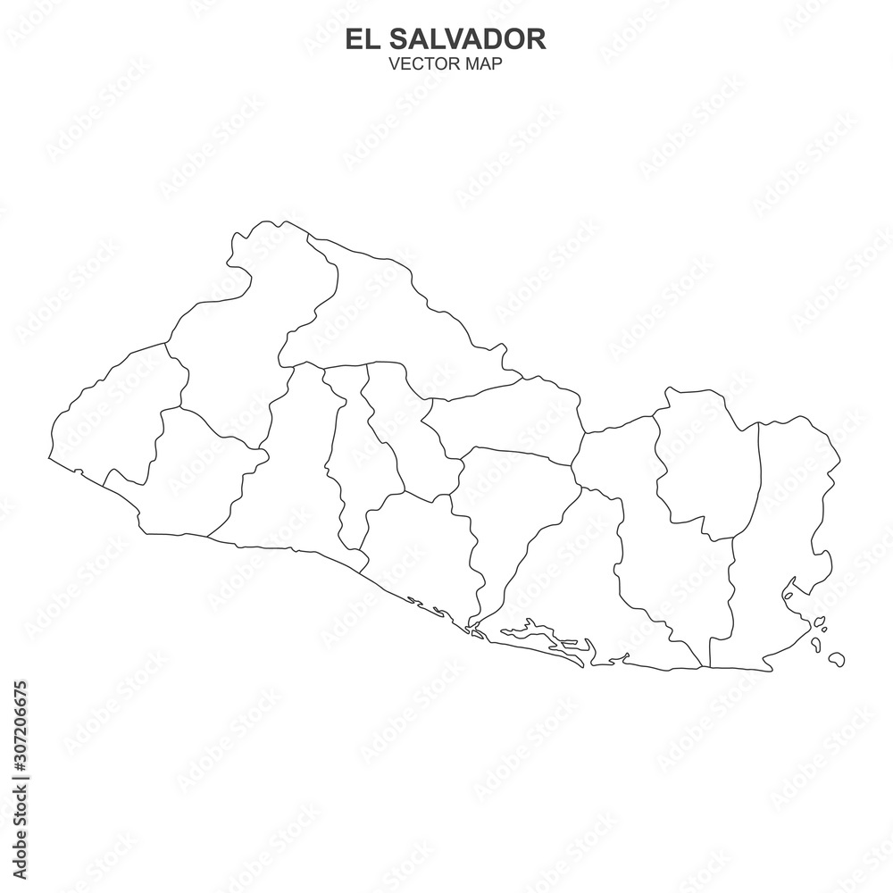 political map of El Salvador on white background