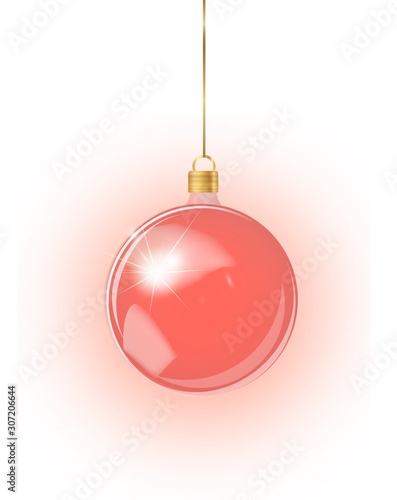 Red Christmas tree toy isolated on a transparent background. Stocking Christmas decorations. Vector object for christmas design, mockup.