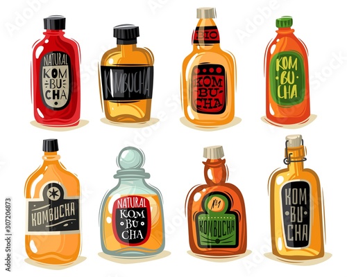 Kombucha tea bottles collection