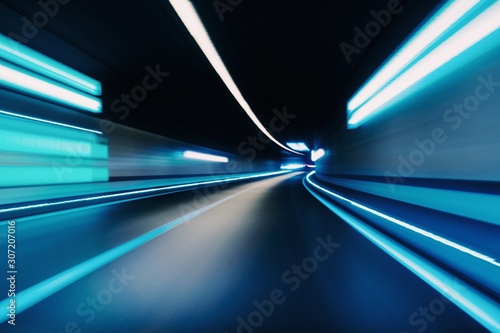 Blurred lights in tunnel